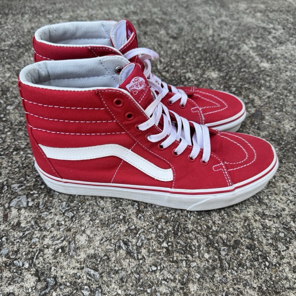 Vans Sk8-Hi Racing Red Men's 9‎ Women's 10.5 Sneaker Skater Canvas Hi-Top Shoes - Picture 4 of 10